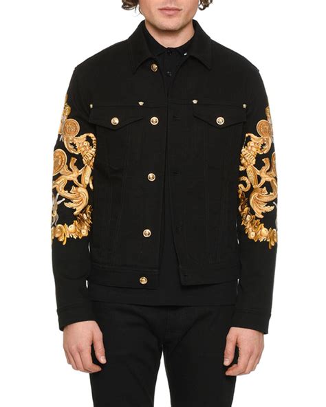 versace coat mens|versace denim jacket men.